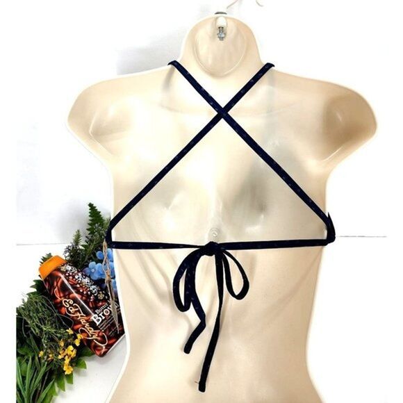Triangle Bikini Top by Converse - Navy Blue with Stars, Criss Cross Back - MED - Picture 6 of 10